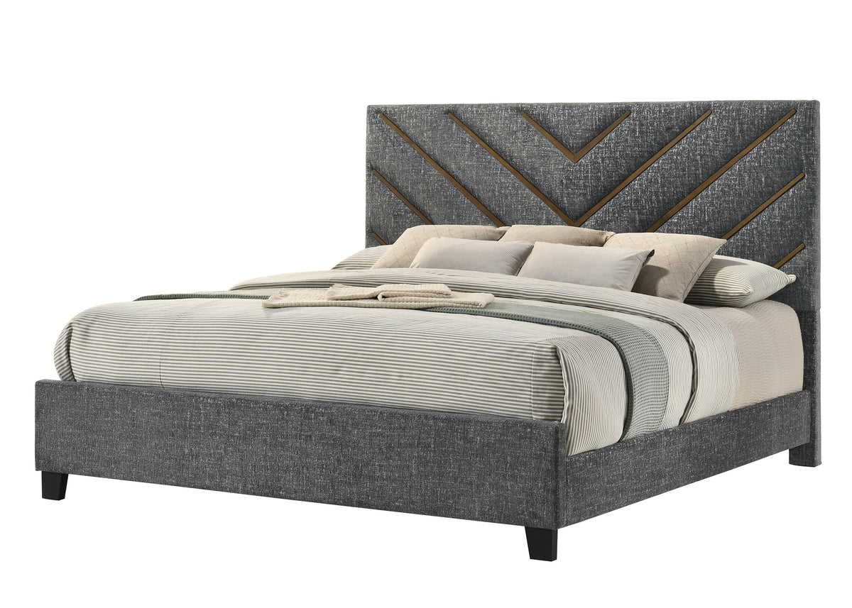 Zane Brown/Gray Upholstered King Bed from Crown Mark - Luna Furniture