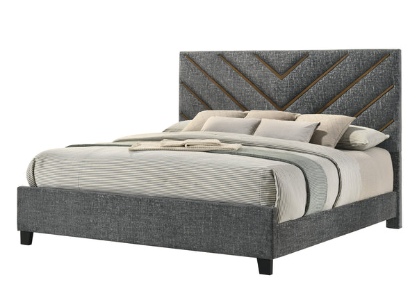 Zane Brown/Gray Upholstered King Bed
