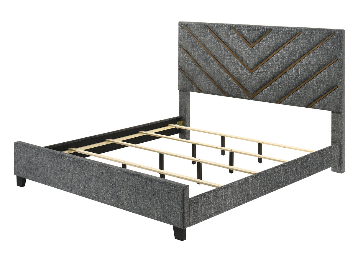 Zane Brown/Gray Upholstered Bedroom Set from Crown Mark - Luna Furniture