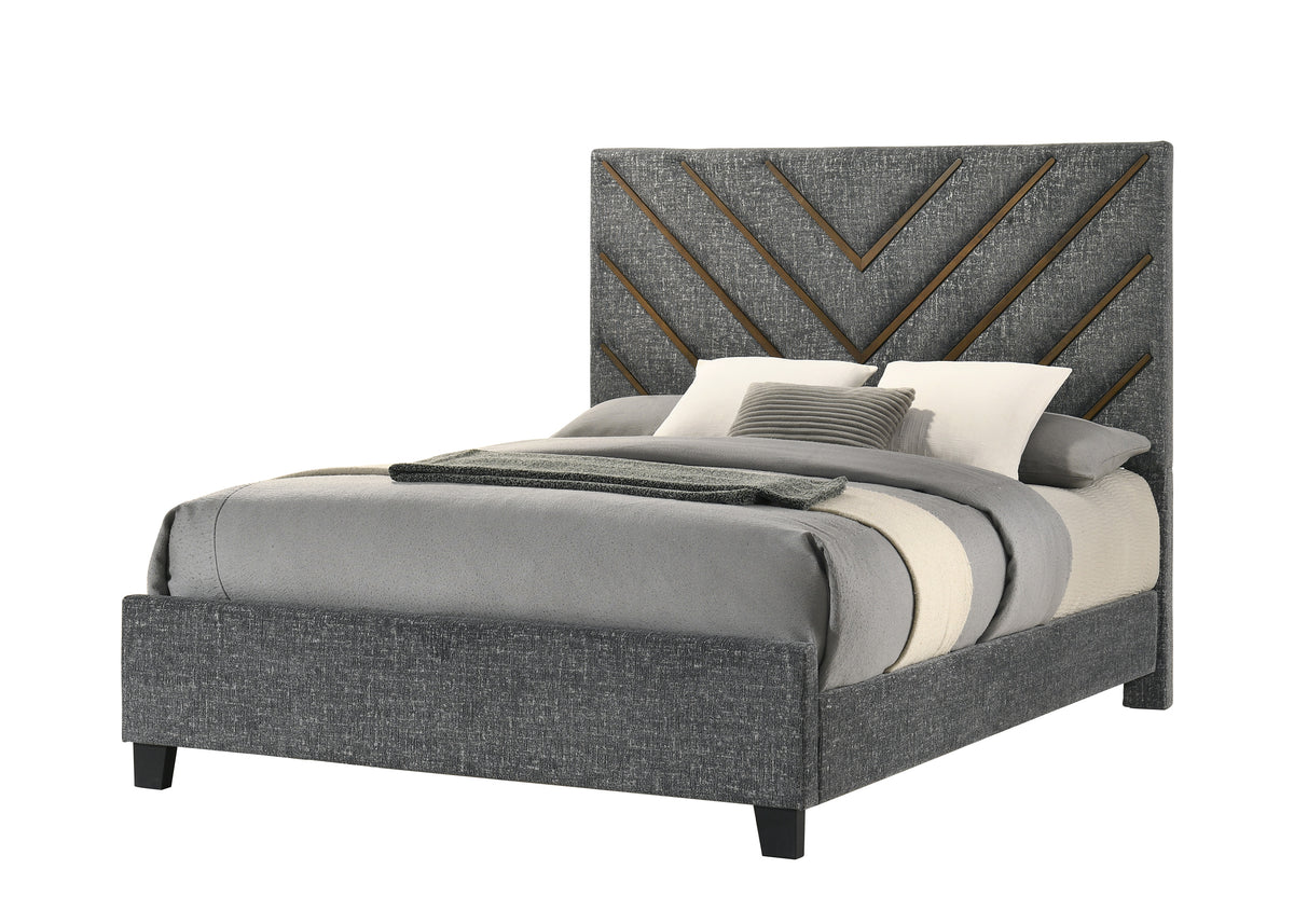 Zane Brown/Gray Upholstered Queen Bed from Crown Mark - Luna Furniture