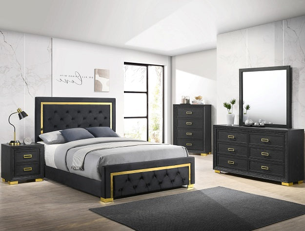 Crown Mark Pepe Black & Gold Dresser & Mirror | Ornate Home Crown Mark Pepe Black & Gold Dresser & Mirror | Ornate Home