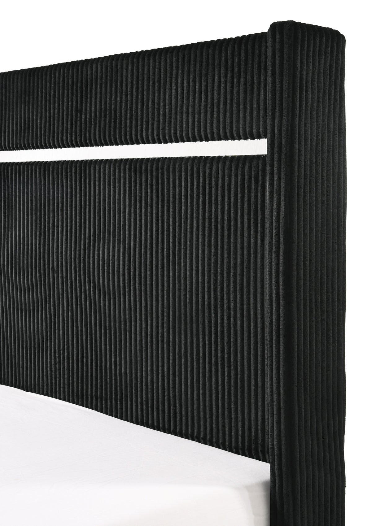 Gennro Black Corduroy King Upholstered Panel Bed