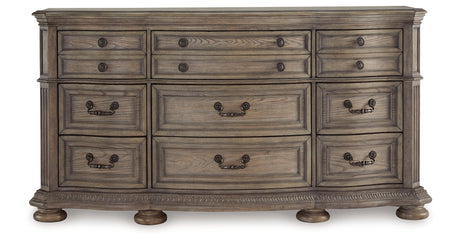 Ardenfield King Upholstered Sleigh Bed with Dresser and 2 Nightstands in Light Brown from Ashley Furniture - Luna Furniture