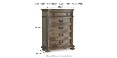 Ardenfield California King Upholstered Sleigh Bed with Mirrored Dresser, Chest and Nightstand in Light Brown from Ashley Furniture - Luna Furniture