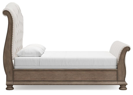 Ardenfield Queen Upholstered Sleigh Bed, Dresser and Mirror from Ashley - Luna Furniture