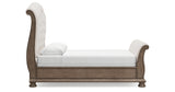 Ardenfield Queen Upholstered Sleigh Bed with Mirrored Dresser in Light Brown from Ashley Furniture - Luna Furniture