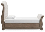 Ardenfield Light Brown Queen Upholstered Sleigh Bed from Ashley Furniture - Luna Furniture