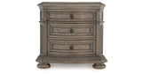 Ardenfield King Upholstered Sleigh Bed with Mirrored Dresser and Nightstand in Light Brown from Ashley Furniture - Luna Furniture