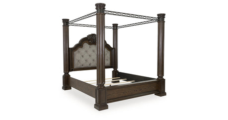 Maylee Dark Brown California King Canopy Bed from Ashley Furniture - Luna Furniture