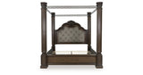 Maylee Dark Brown King Upholstered Canopy Bed from Ashley - Luna Furniture