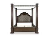 Maylee Dark Brown King Upholstered Canopy Bed from Ashley - Luna Furniture