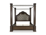 Maylee Dark Brown Queen Upholstered Canopy Bed from Ashley - Luna Furniture