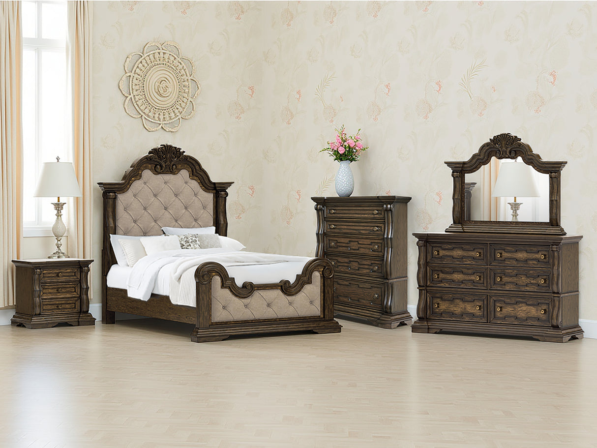 Maylee Dark Brown Queen Upholstered Panel Bed from Ashley - Luna Furniture