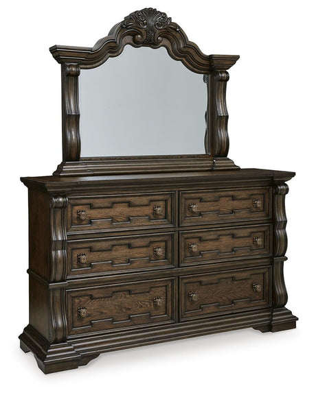 Maylee Dark Brown Dresser and Mirror from Ashley Furniture - Luna Furniture