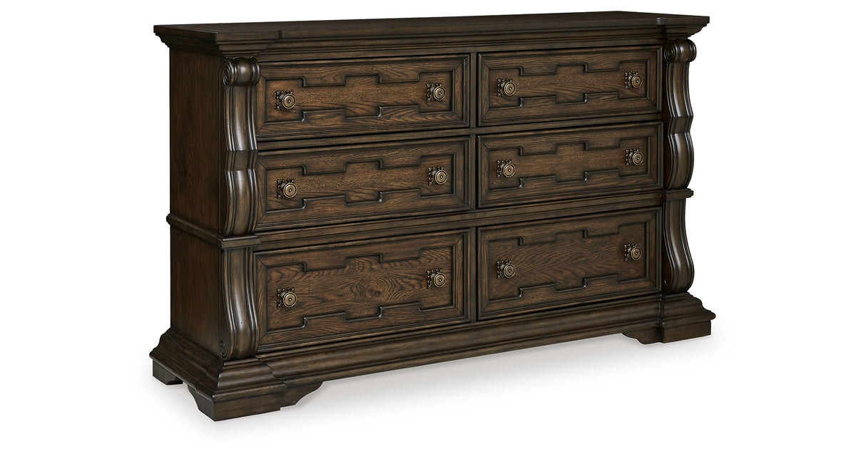 Maylee California King Upholstered Bed with Dresser in Dark Brown from Ashley Furniture - Luna Furniture