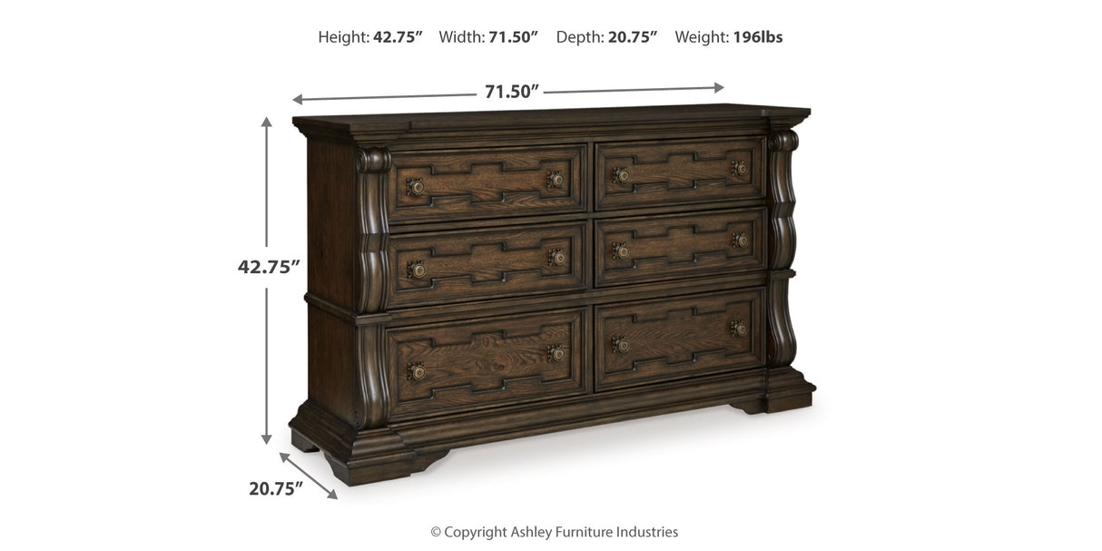 Maylee Dark Brown Queen Upholstered Bed with Dresser and 2 Nightstands from Ashley - Luna Furniture