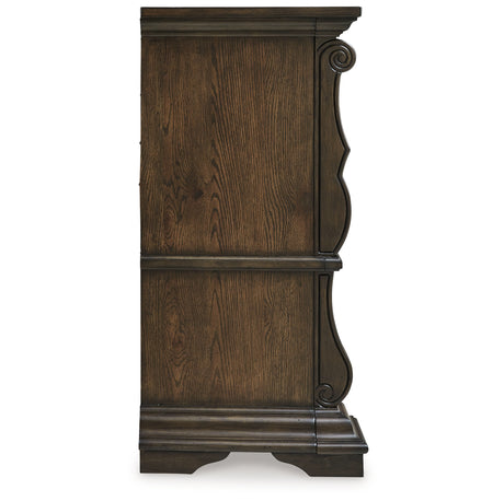 Maylee King Canopy Bed with Dresser and Nightstand in Dark Brown from Ashley - Luna Furniture