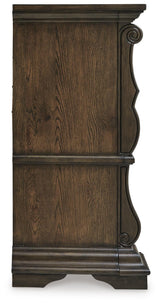 Maylee Dark Brown Queen Upholstered Bed, Dresser and 2 Nightstands from Ashley - Luna Furniture