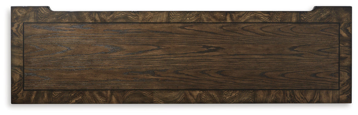 Maylee Dark Brown Queen Upholstered Bed, Dresser and 2 Nightstands from Ashley - Luna Furniture
