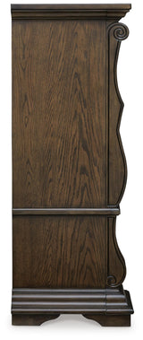 Maylee Dark Brown King Panel Bed, Dresser, Mirror, Chest and Nightstand from Ashley - Luna Furniture