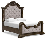 Maylee Dark Brown Queen Upholstered Panel Bed from Ashley - Luna Furniture