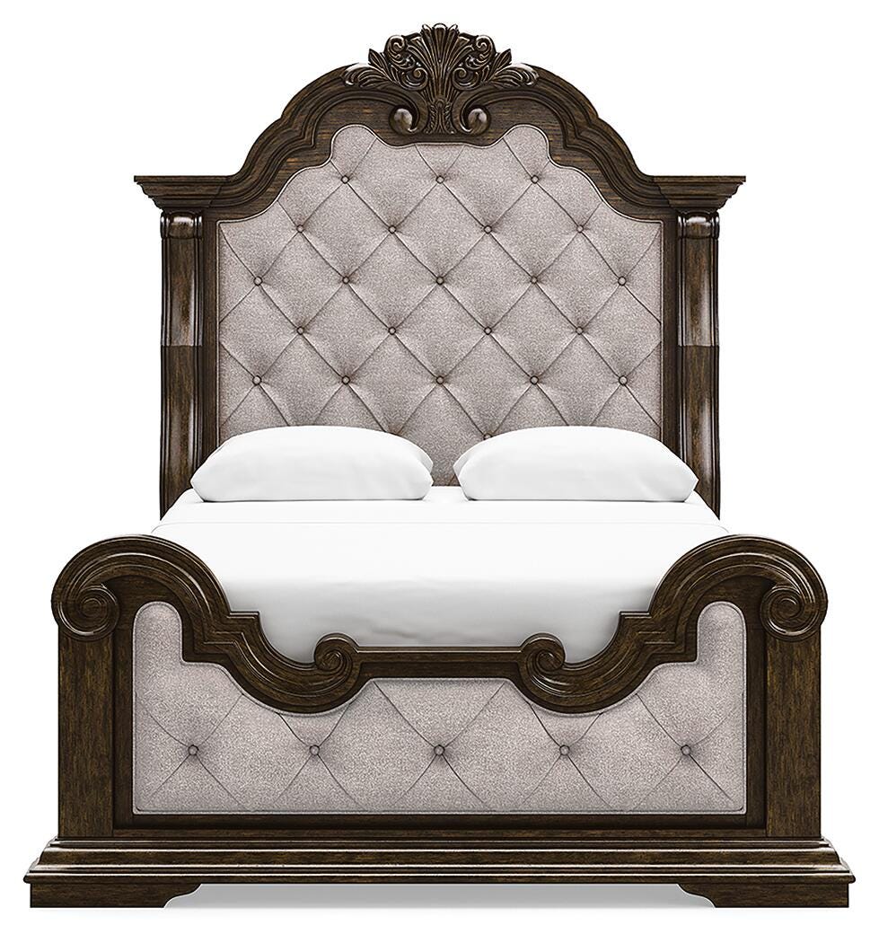 Maylee Dark Brown Queen Upholstered Panel Bed from Ashley - Luna Furniture