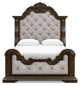 Maylee Dark Brown Queen Upholstered Panel Bed from Ashley - Luna Furniture