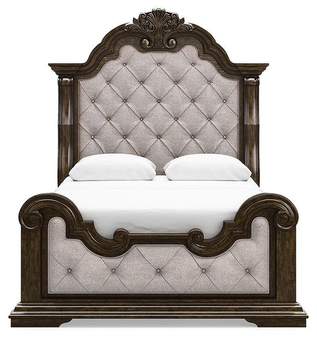 Maylee Dark Brown Queen Upholstered Panel Bed from Ashley - Luna Furniture