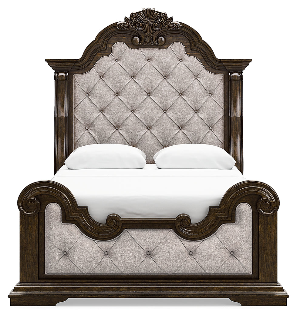 Maylee Dark Brown Queen Upholstered Panel Bed from Ashley - Luna Furniture