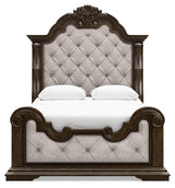 Maylee Dark Brown Queen Upholstered Panel Bed from Ashley - Luna Furniture