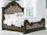 Maylee Dark Brown Queen Upholstered Panel Bed from Ashley - Luna Furniture
