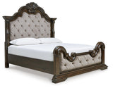 Maylee Dark Brown California King Upholstered Panel Bed from Ashley Furniture - Luna Furniture