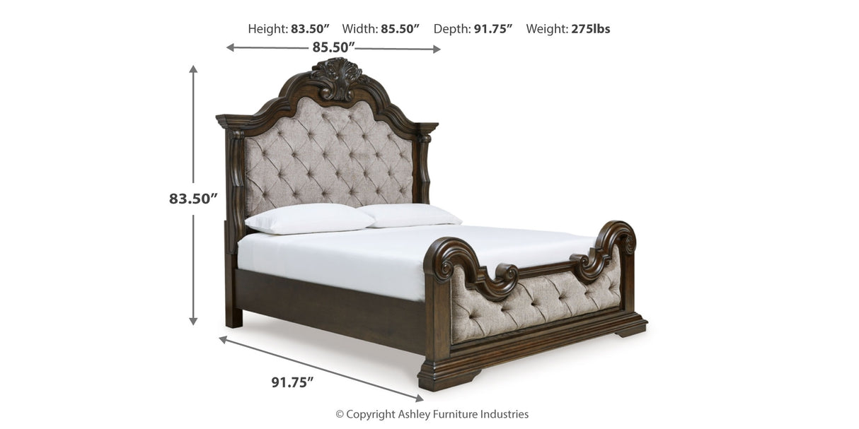 Maylee King Upholstered Panel Bed, Chest and 2 Nightstands from Ashley - Luna Furniture