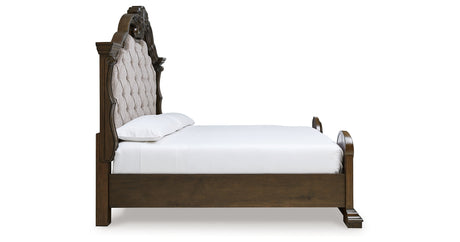 Maylee Dark Brown California King Upholstered Bed with 2 Nightstands from Ashley - Luna Furniture