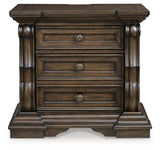 Maylee Dark Brown King Poster Bed and 2 Nightstands from Ashley - Luna Furniture
