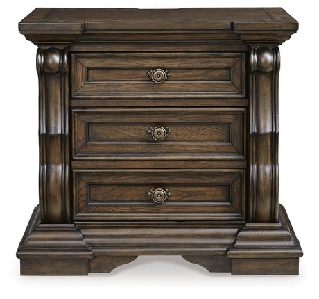 Maylee Dark Brown King Poster Bed and 2 Nightstands from Ashley - Luna Furniture
