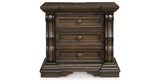 Maylee King Canopy Bed with Mirrored Dresser and Nightstand in Dark Brown from Ashley - Luna Furniture