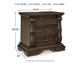 Maylee Dark Brown Queen Upholstered Bed, Dresser and 2 Nightstands from Ashley - Luna Furniture