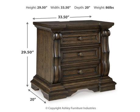 Maylee Dark Brown Queen Upholstered Bed, Dresser and 2 Nightstands from Ashley - Luna Furniture