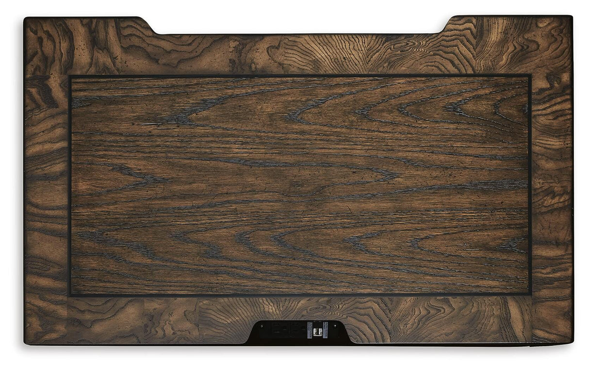 Maylee Dark Brown Queen Upholstered Bed, Dresser and 2 Nightstands from Ashley - Luna Furniture