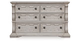Bruchandi California King Upholstered Panel Bed with Dresser and Nightstand in Antique White from Ashley Furniture - Luna Furniture