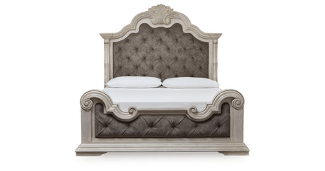 Bruchandi California King Upholstered Panel Bed with Dresser in Antique White from Ashley - Luna Furniture