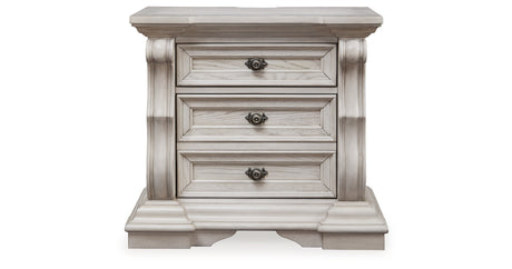 Bruchandi King Upholstered Panel Bed with Dresser and Nightstand in Antique White from Ashley - Luna Furniture