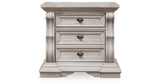 Bruchandi California King Upholstered Panel Bed with Mirrored Dresser and Nightstand in Antique White from Ashley Furniture - Luna Furniture