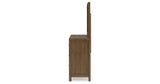 Cabalynn Queen Panel Bed with Storage with Mirrored Dresser and Nightstand in Light Brown from Ashley Furniture - Luna Furniture