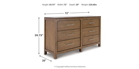 Cabalynn California King Upholstered Bed with Dresser in Light Brown from Ashley - Luna Furniture