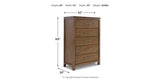 Cabalynn King Panel Bed with Storage with Mirrored Dresser, Chest and 2 Nightstands in Light Brown from Ashley Furniture - Luna Furniture