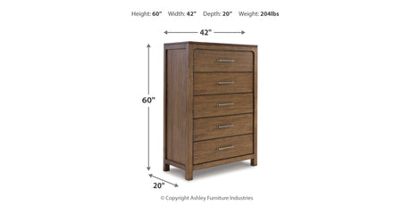 Cabalynn King Panel Bed with Storage with Mirrored Dresser, Chest and 2 Nightstands in Light Brown from Ashley Furniture - Luna Furniture