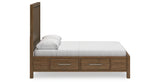 Cabalynn Queen Panel Bed with Storage with Mirrored Dresser and Nightstand in Light Brown from Ashley Furniture - Luna Furniture