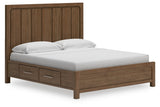 Cabalynn Light Brown California King Storage Platform Bed from Ashley - Luna Furniture
